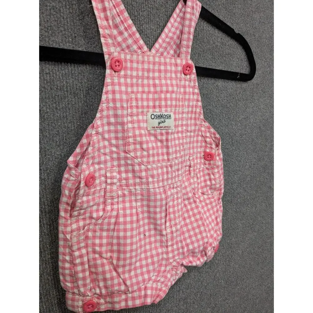 Vtg Oshkosh BGosh Romper Overalls 18M Vestbak Baby Girl Gingham Bubble Shorts